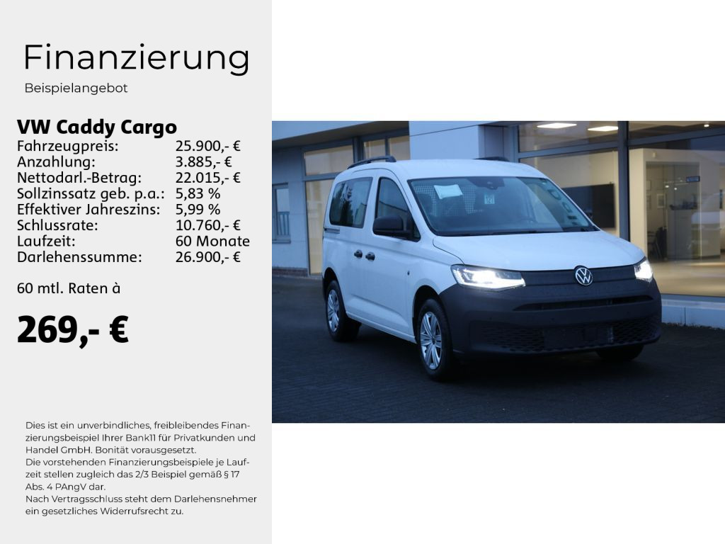 Caddy Cargo 2,0 l 75 kW TDI EU6 SCR Frontantrieb 6-Gang Radst. 2755 mm