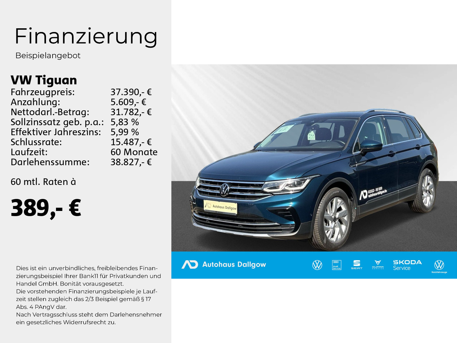 Tiguan Elegance 2,0 l TDI SCR 4MOTION 147 kW (200 PS) 7-Gang-Doppelkupplungsgetriebe DSG