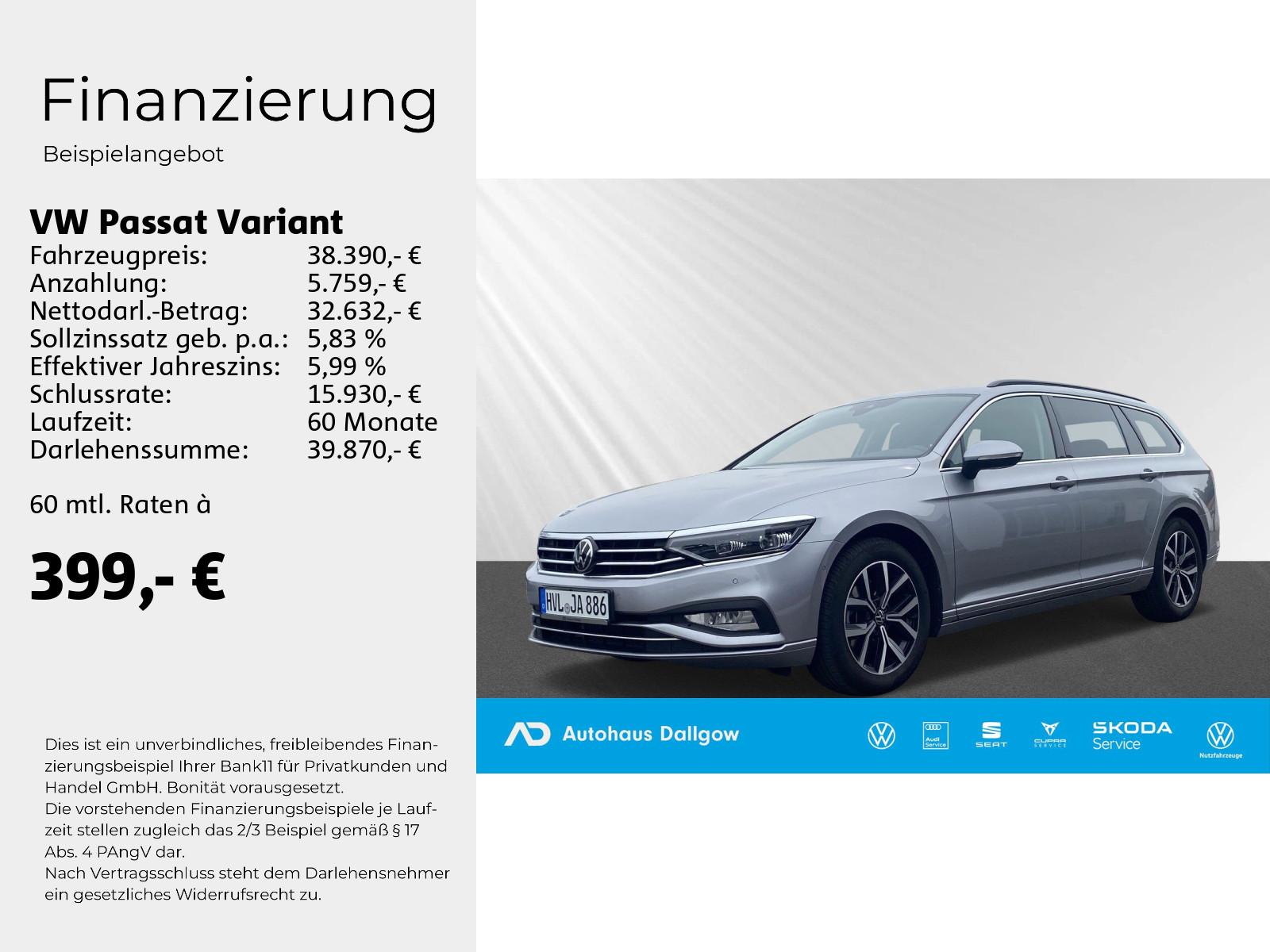 Passat Variant Business 2,0 l TDI SCR 147 kW (200 PS) 7-Gang-Doppelkupplungsgetriebe DSG