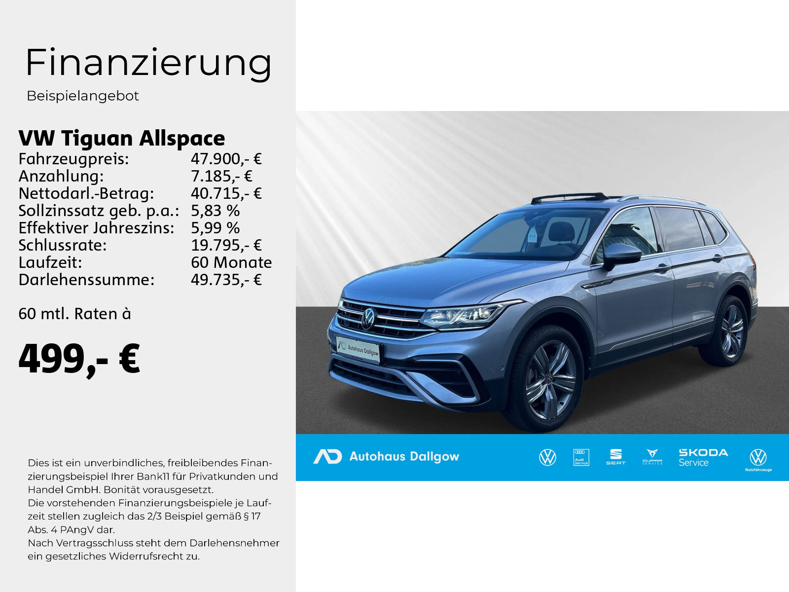 Tiguan Allspace Elegance 2,0 l TDI SCR 4MOTION 147 kW (200 PS) 7-Gang-Doppelkupplungsgetriebe DSG