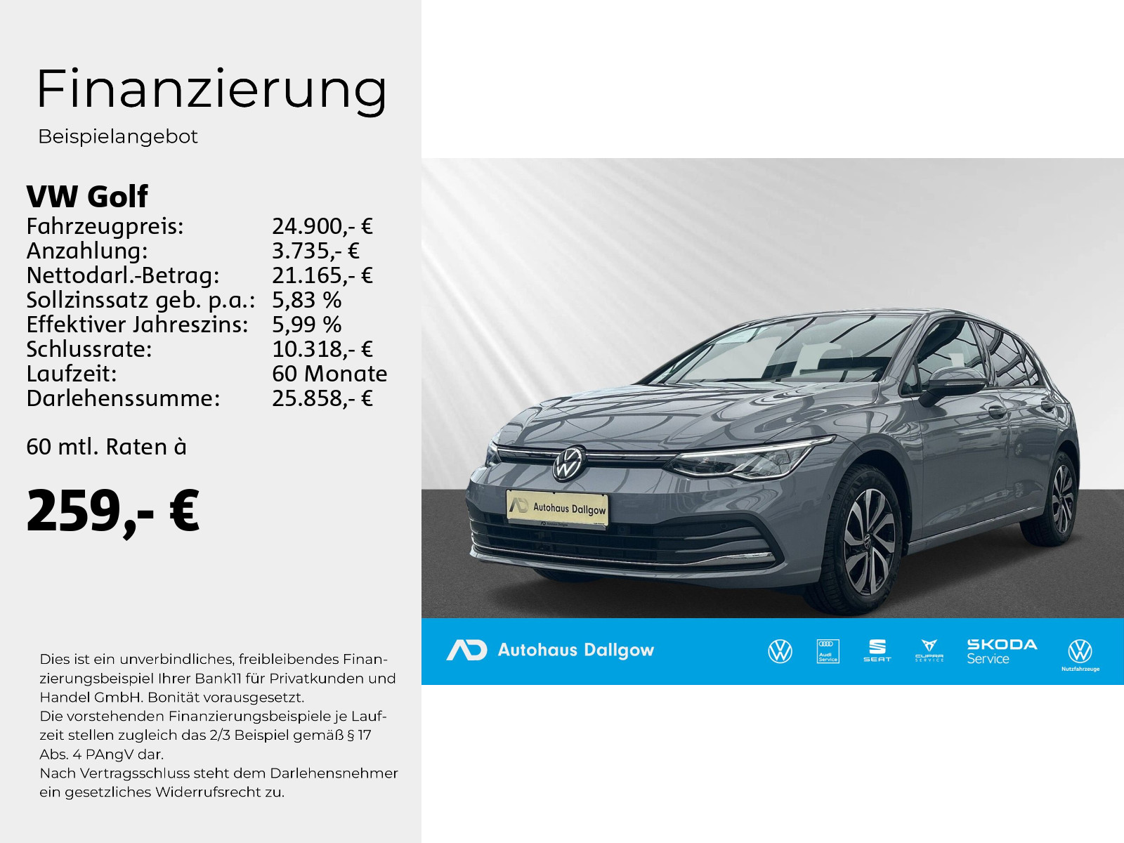 Golf Life 1,0 l eTSI OPF 81 kW (110 PS) 7-Gang-Doppelkupplungsgetriebe DSG