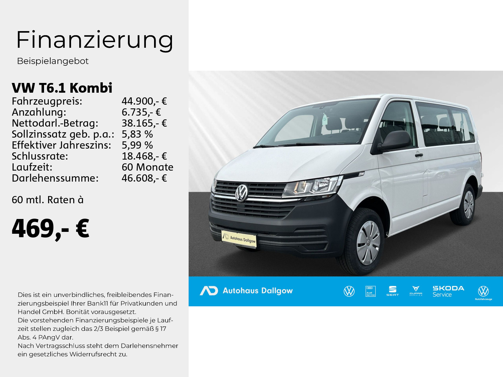 T6.1 Kombi T6-  9 Sitzer kurzer Radstand (UVP: 51.ooo¤)