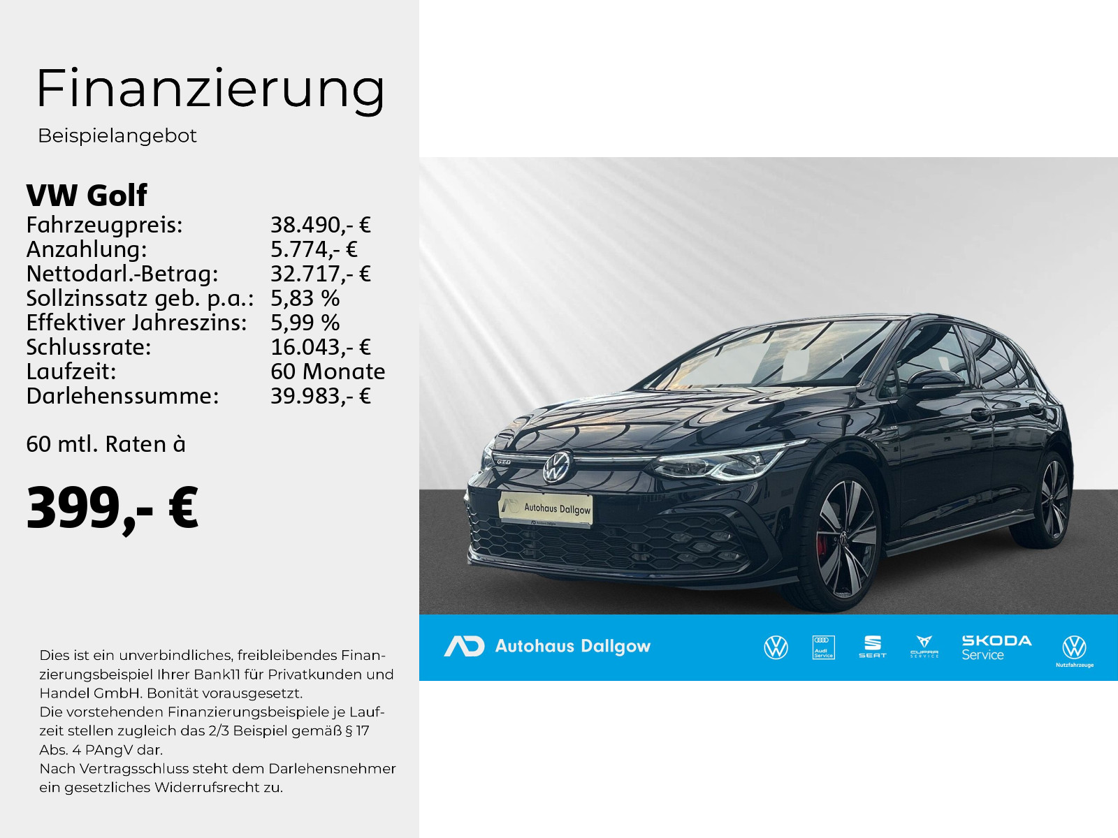 Golf VIII GTD | 2.0 TDI DSG AHK Navi LED RFK