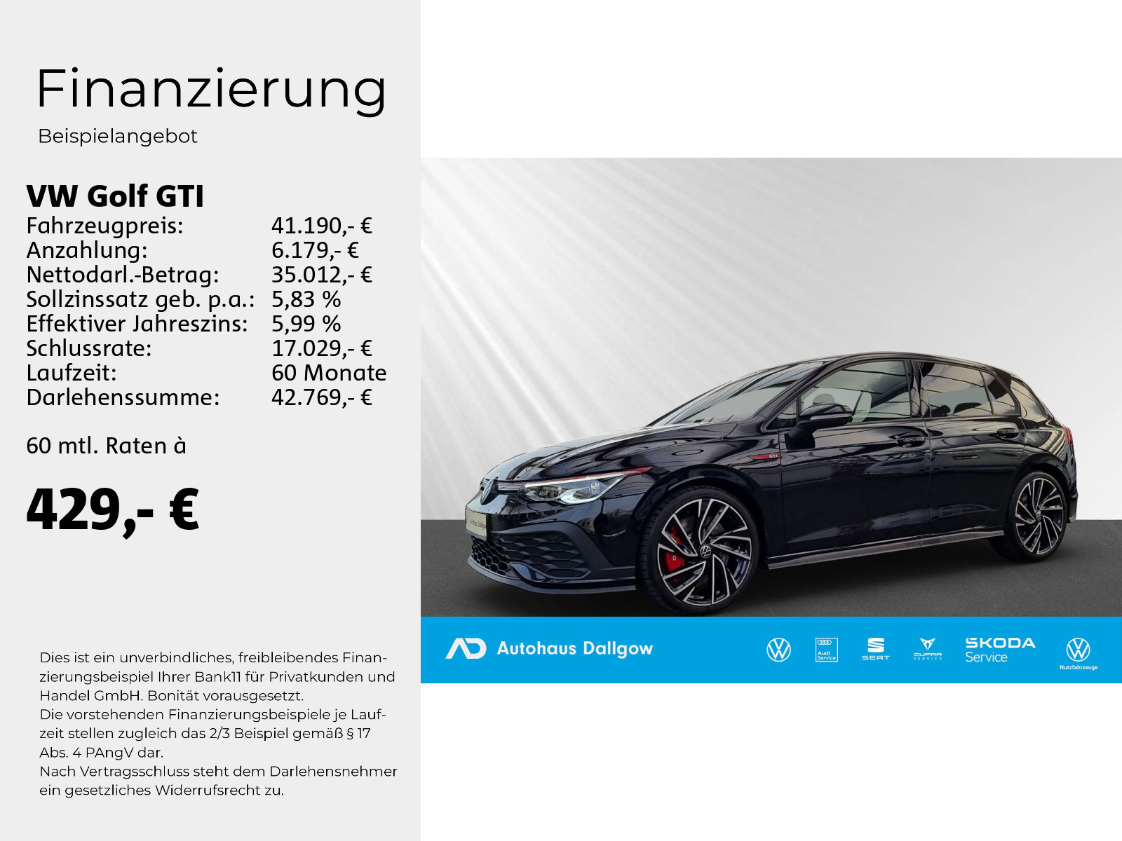 Golf GTI Clubsport 2,0 l TSI OPF 221 kW (300 PS) 7-Gang-Doppelkupplungsgetriebe DSG