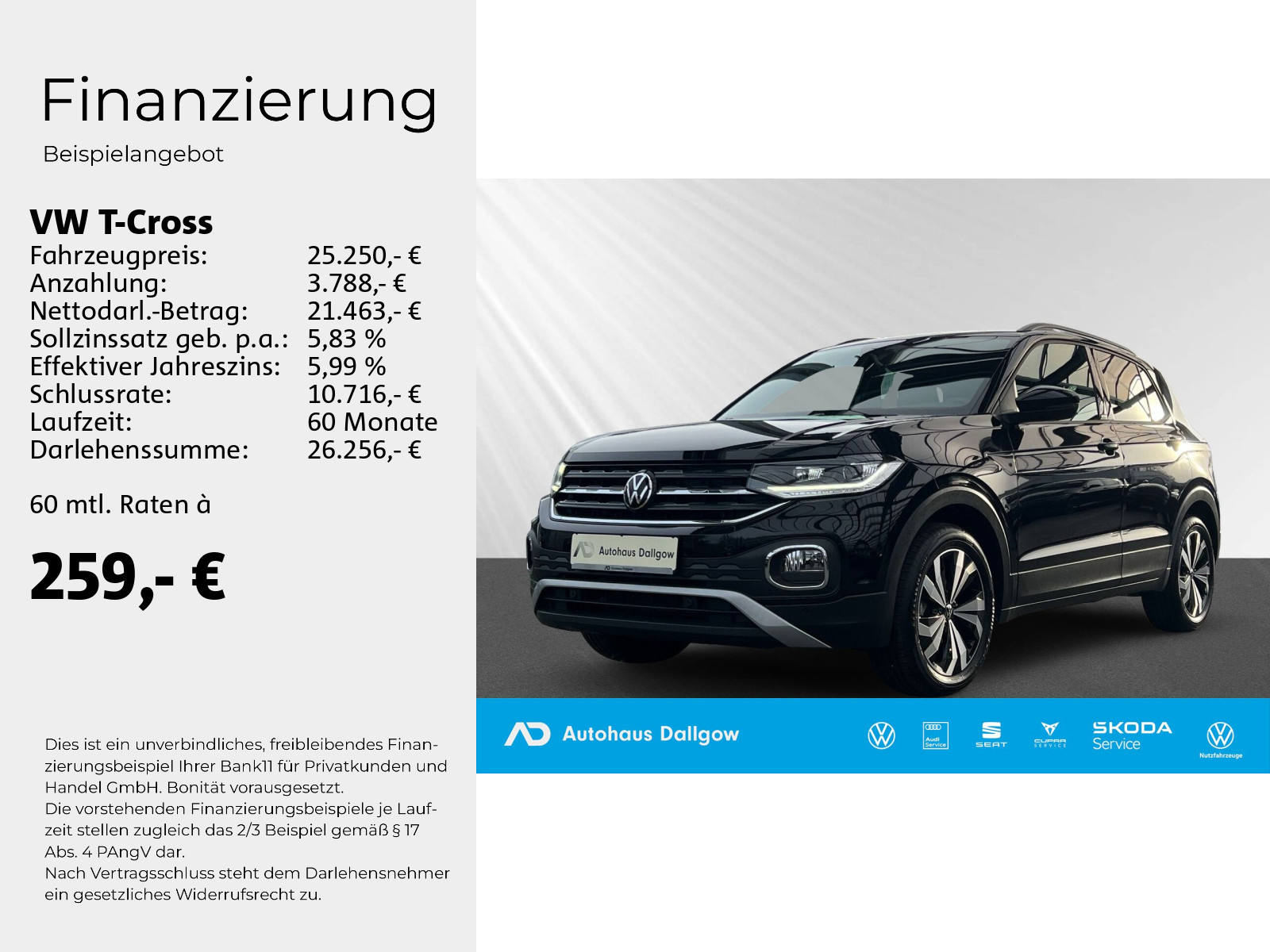 T-Cross Life 1.0 l TSI OPF 81 kW (110 PS) 7-Gang-Doppelkupplungsgetriebe DSG