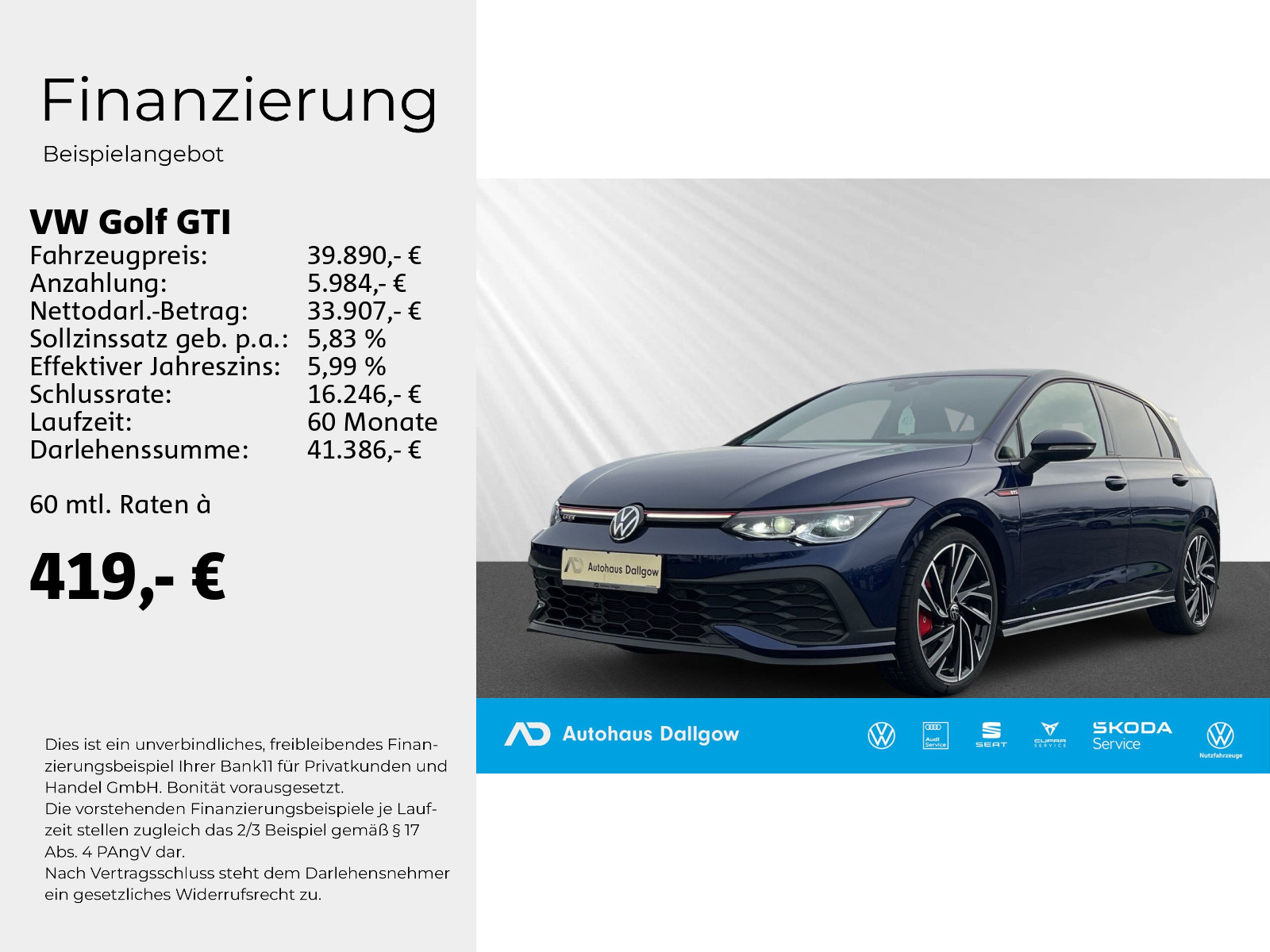 Golf GTI Clubsport 2,0 l TSI OPF 221 kW (300 PS) 7-Gang-Doppelkupplungsgetriebe DSG